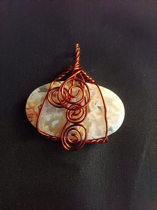 wire wrapped oval carnelian pendant