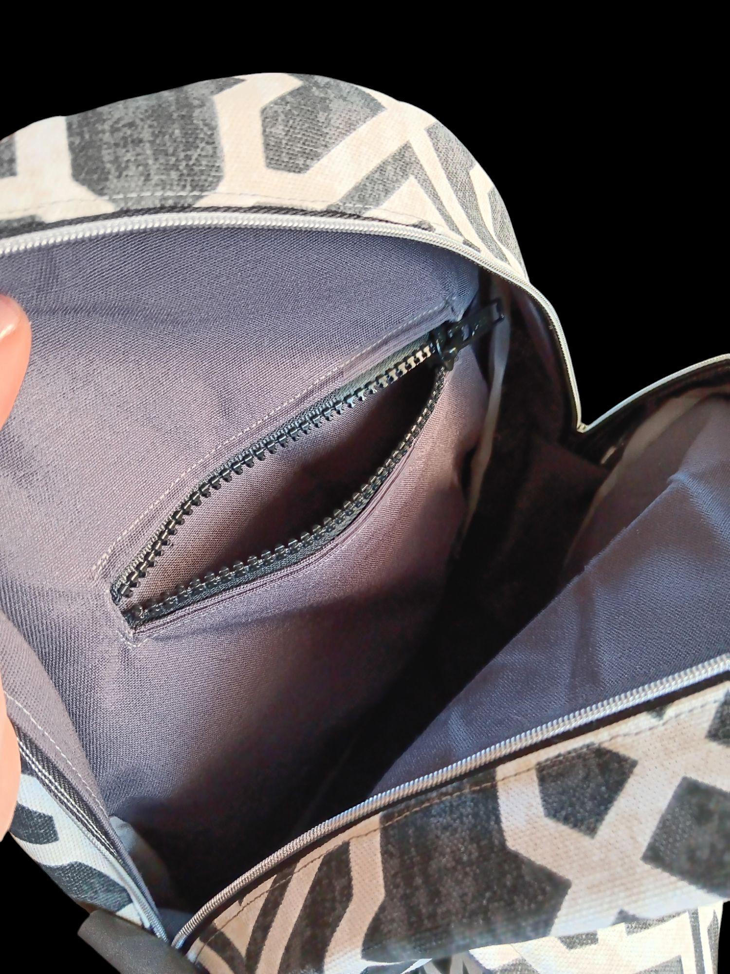 Sling Bag - Multi-Zipper Black Geometric Canvas Bag for Organization on the Go, Perfect Gift for Stylish Friends & Family