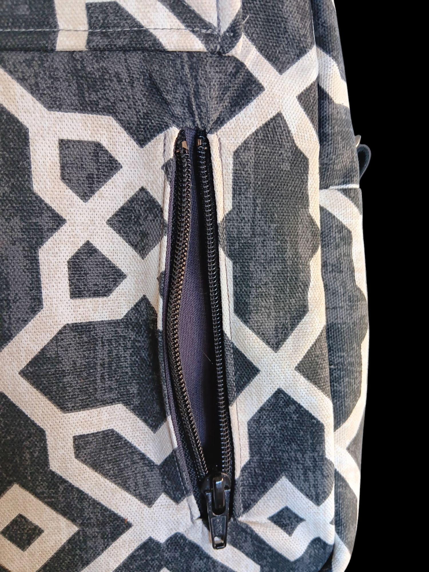 Sling Bag - Multi-Zipper Black Geometric Canvas Bag for Organization on the Go, Perfect Gift for Stylish Friends & Family